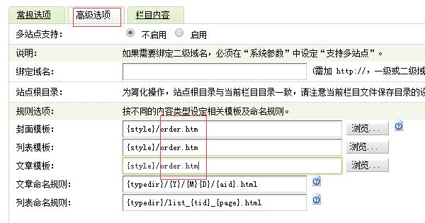 填写高级选项